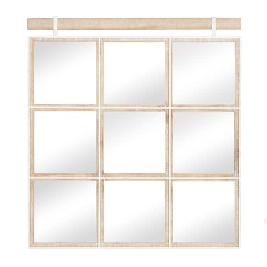 35" Brown Wood Rustic Wall Mirror